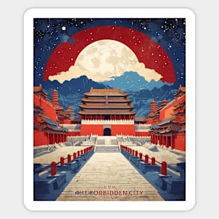 Forbidden City China Vintage Travel Poster Tourism Sticker